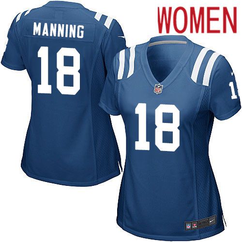 Women Indianapolis Colts 18 Peyton Manning Nike Royal Game Player NFL Jersey